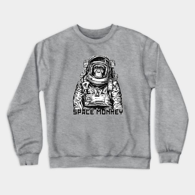 Space Monkey Crewneck Sweatshirt by Alema Art